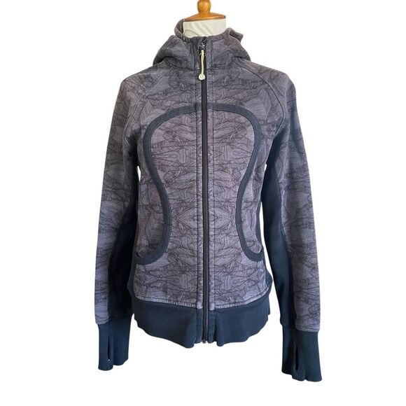 Lululemon Iconic Scuba Hoodie Gray & Black Thumbholes Full Zip Women’s Small/201 - Picture 4 of 12